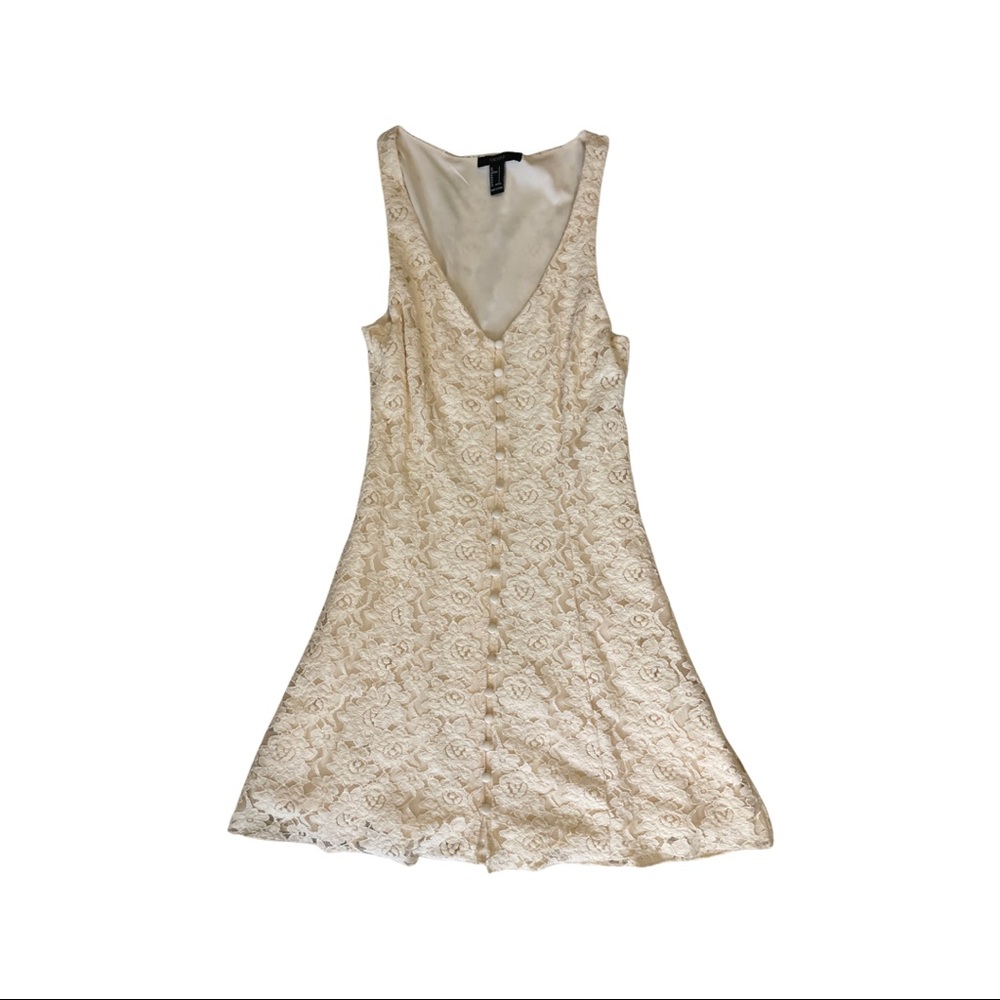 Cream lace button down dress